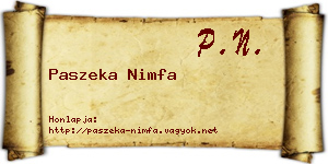Paszeka Nimfa névjegykártya